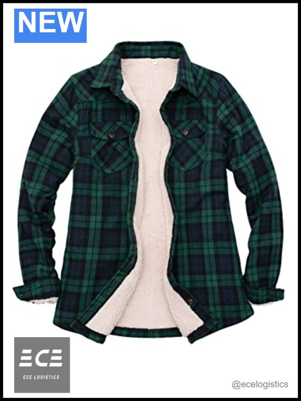 Sherpa Fleece Lined Flannel Shirt Jacket with Pockets